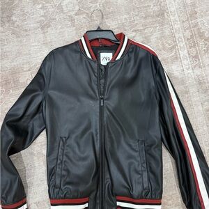 Zara Black Bomber Jacket with Stripes